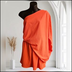 Vici Womens Size Medium One Shoulder Tyche Blouse Coral